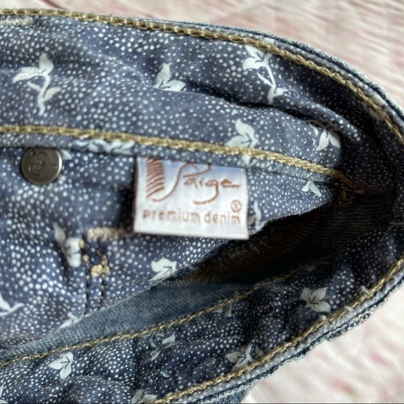 PAIGE Medium Wash Cut Off Raw Hem Jeans Shorts - Picture 11 of 11